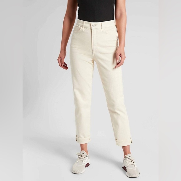 Athleta Sculptek High Waist Flex Straight Leg Ankle Jean Bone Size 6 Petite - Picture 1 of 10